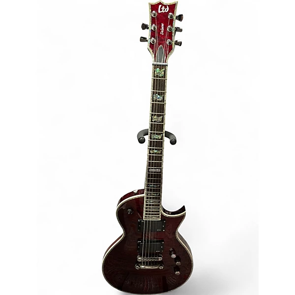 Used Esp Ltd EC 1000 DELUXE Crimson Red Trans Solid Body Electric Guitar