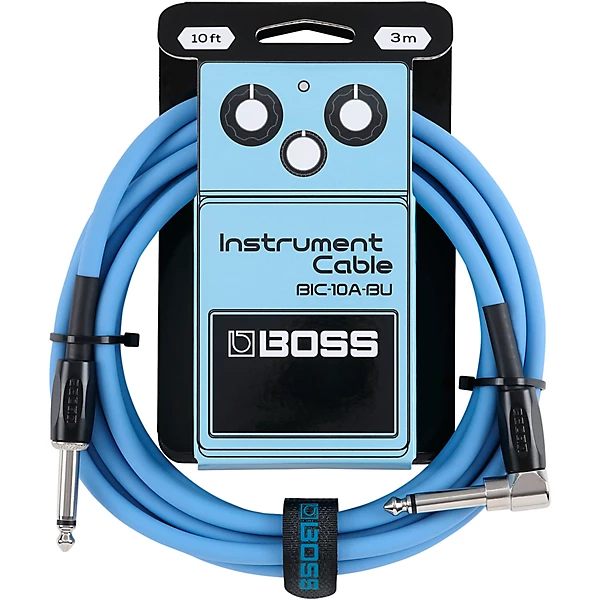 BOSS BIC-10 Straight to Angled Instrument Cable 10 ft. Blue