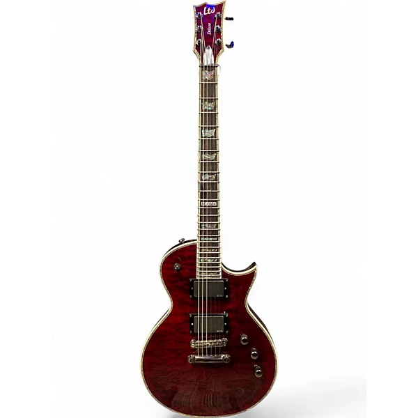 Used ESP LTD EC1000QM See Through Black Cherry Solid Body Electric Guitar
