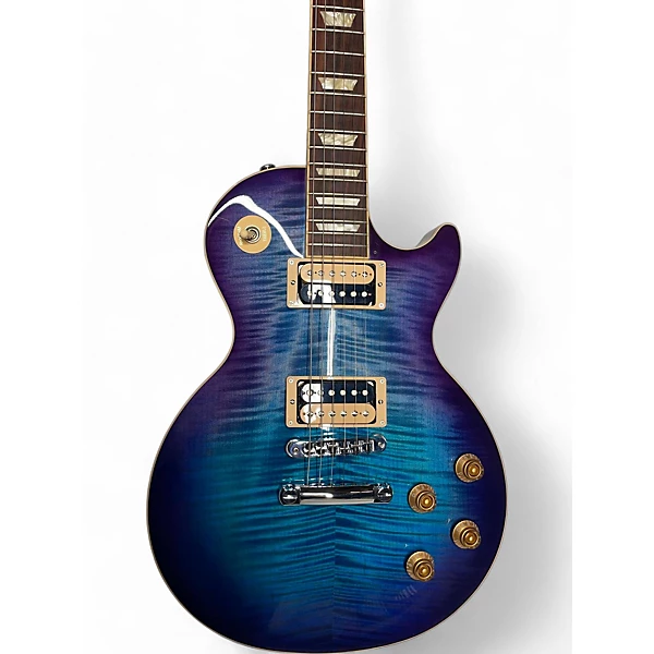 Used 2021 Gibson Les Paul Traditional Pro V Flame Top blueberry Solid Body Electric Guitar 4 Used 2021 Gibson Les Paul Traditional Pro V Flame Top blueberry Solid Body Electric Guitar