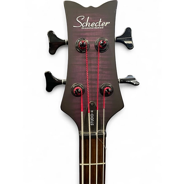Used Schecter Guitar Research Stiletto Studio 4 String Fretless Transparent Purple Burst Electric Bass Guitar 4 Used Schecter Guitar Research Stiletto Studio 4 String Fretless Transparent Purple Burst Electric Bass Guitar