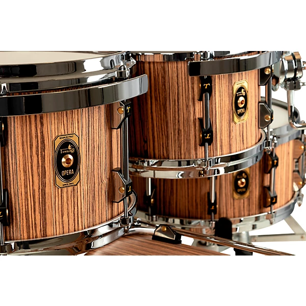 TAMBURO Opera Series 5-Piece Stave-Wood Shell Pack With 22 Bass Drum Zebrano 8 TAMBURO Opera Series 5-Piece Stave-Wood Shell Pack With 22 Bass Drum Zebrano