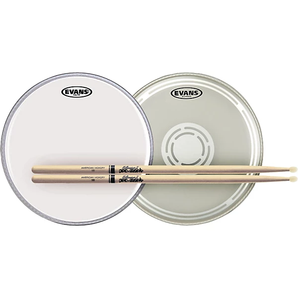 EVANS EC Reverse Dot Snare Batter and Snare Side Head Pack With Free Pair of Promark Sticks Nylon 5B