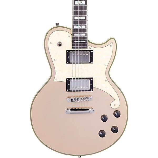 D'Angelico Deluxe Series Atlantic Solid Body Electric Guitar With USA Seymour Duncan Humbuckers and Stopbar Tailpiece Desert Gold
