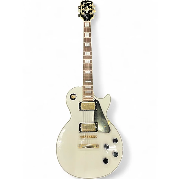 Used Epiphone Les Paul Custom Antique White Solid Body Electric Guitar