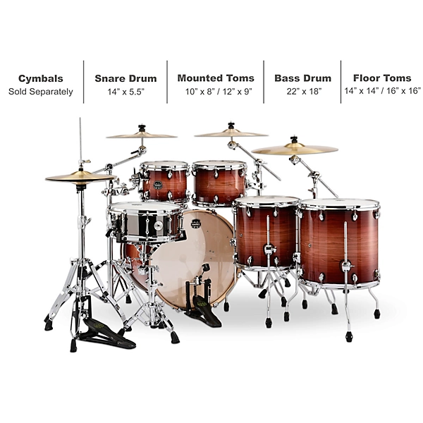Mapex Mapex Armory Series Exotic Studioease 6-Piece Shell Pack With Deep Toms and 22 Bass Drum Redwood Burst 4 Mapex Mapex Armory Series Exotic Studioease 6-Piece Shell Pack With Deep Toms and 22 Bass Drum Redwood Burst