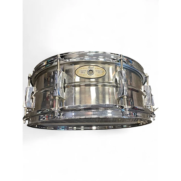 Used Pearl 14in 14X5.5 Sensitone Snare Steel Drum Silver Drum 4 Used Pearl 14in 14X5.5 Sensitone Snare Steel Drum Silver Drum