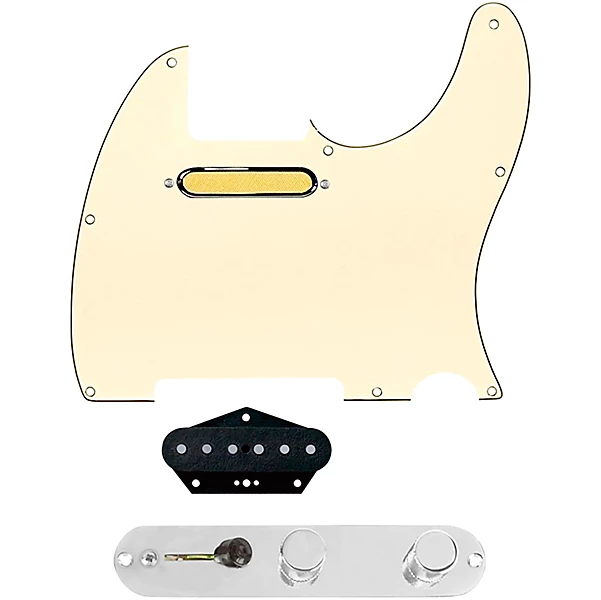 920D Custom Gold Foil Loaded Pickguard for Tele With T4W-C Control Plate Aged White