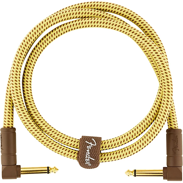 Fender Deluxe Series Angle to Angle Instrument Cable 3 ft. Yellow Tweed
