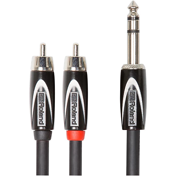 Roland Black Series 1/4 TRS (Male) - Dual RCA Interconnect Cable 10 ft. Black