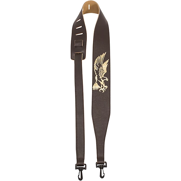 Perri's Garment Leather Banjo Strap With Embossed Eagle Brown 2.5 in.