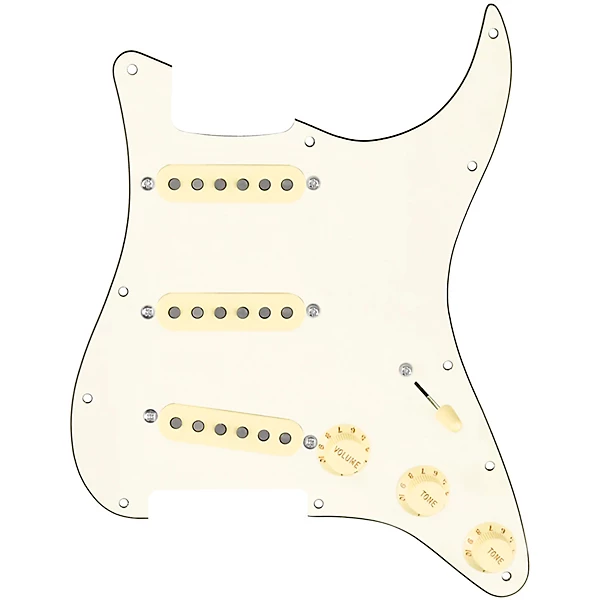 920D Custom Vintage American Loaded Pickguard for Strat With Aged White Pickups and S7W Wiring Harness Parchment