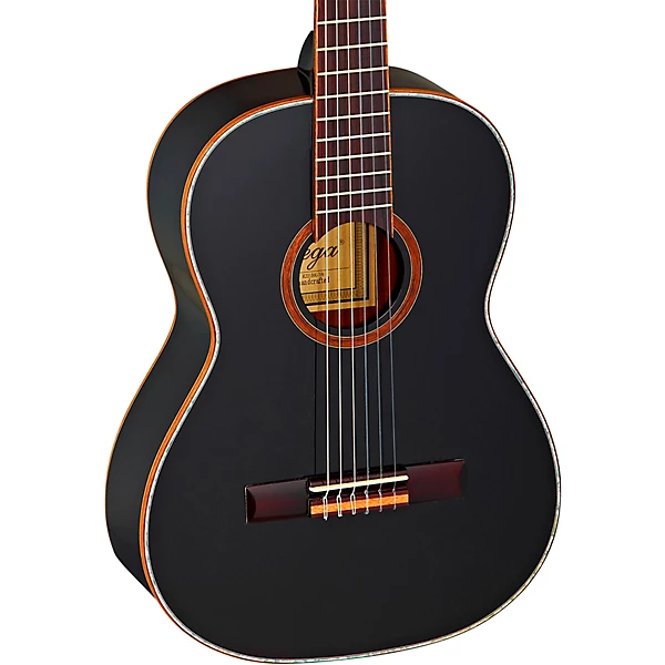 Ortega Family Series R221BK-7/8 7/8 Size Classical Guitar Gloss Black 0.875